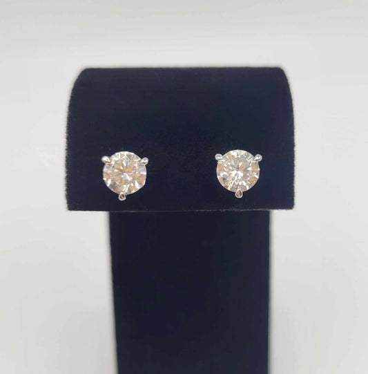 Lafonn Sterling Silver Platinum-Plated Stud Earrings with Simulated Diamonds