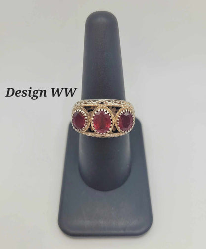 Estate Sterling Silver Ring with Red Stones - Select Your Design