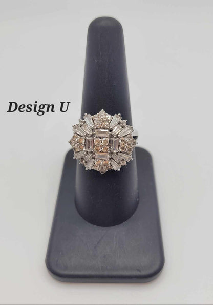 Estate Sterling Silver Ring with Clear Stones - Select Your Design