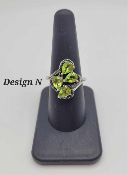 Estate Sterling Silver Ring with Green Stones - Select Your Design