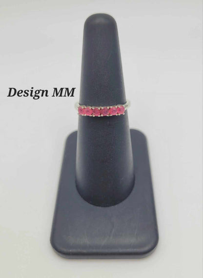 Estate Sterling Silver Ring with Dark Pink Stones - Select Your Design