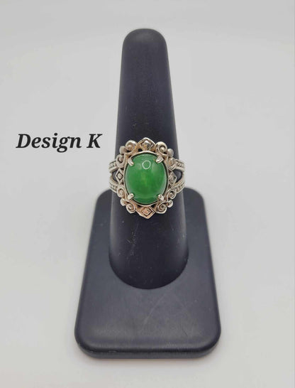 Estate Sterling Silver Ring with Green Stones - Select Your Design