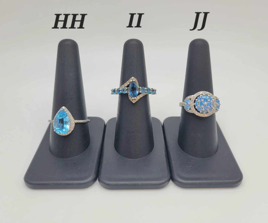 Estate Sterling Silver Ring with Light Blue Stones - Select Your Design