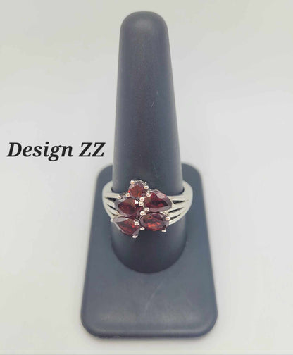 Estate Sterling Silver Ring with Red Stones - Select Your Design