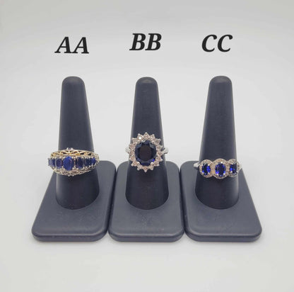 Estate Sterling Silver Ring with Dark Blue Stones - Select Your Design