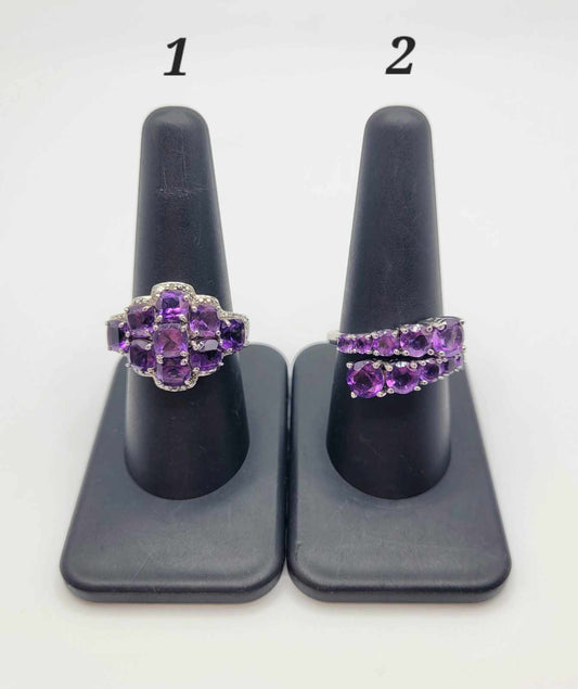 Estate Sterling Silver Ring with Purple Stones - Select Your Design