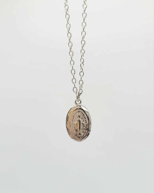 Jolie Children's Sterling Silver Necklace with Oval Saint Mary Pendant