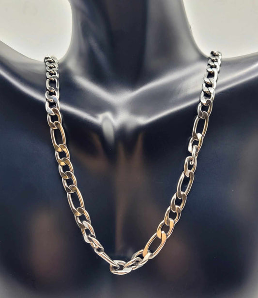 Stainless Steel Figaro Chain Necklace - 20 Inches