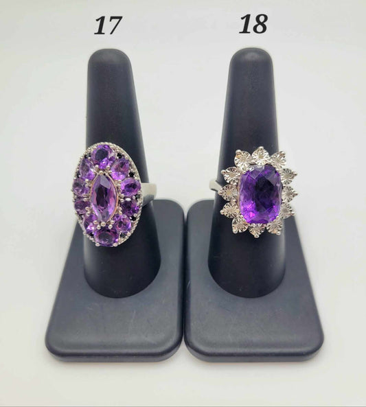 Estate Sterling Silver Ring with Purple Stones - Select Your Design