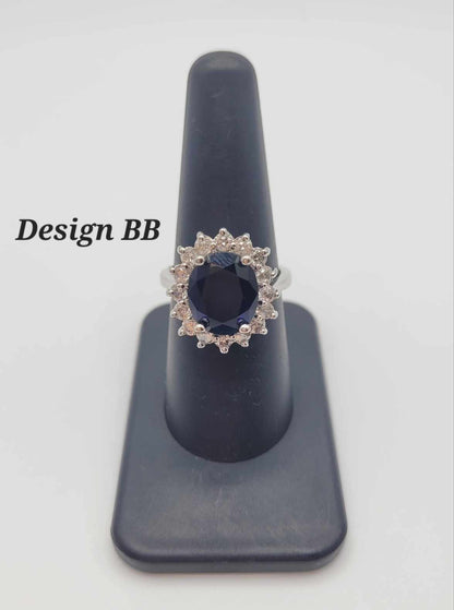 Estate Sterling Silver Ring with Dark Blue Stones - Select Your Design