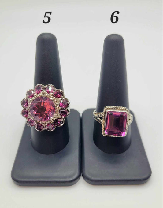 Estate Sterling Silver Ring with Fuchsia Stones - Select Your Design