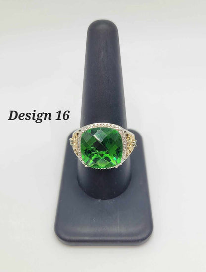 Estate Sterling Silver Ring with Green Stones - Select Your Design