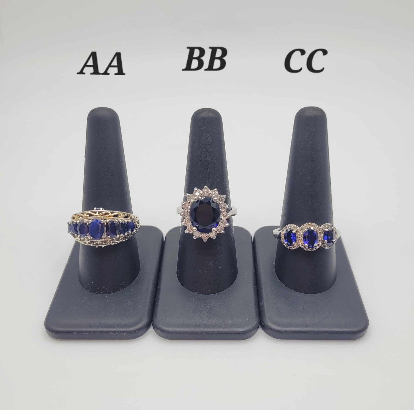 Estate Sterling Silver Ring with Dark Blue Stones - Select Your Design