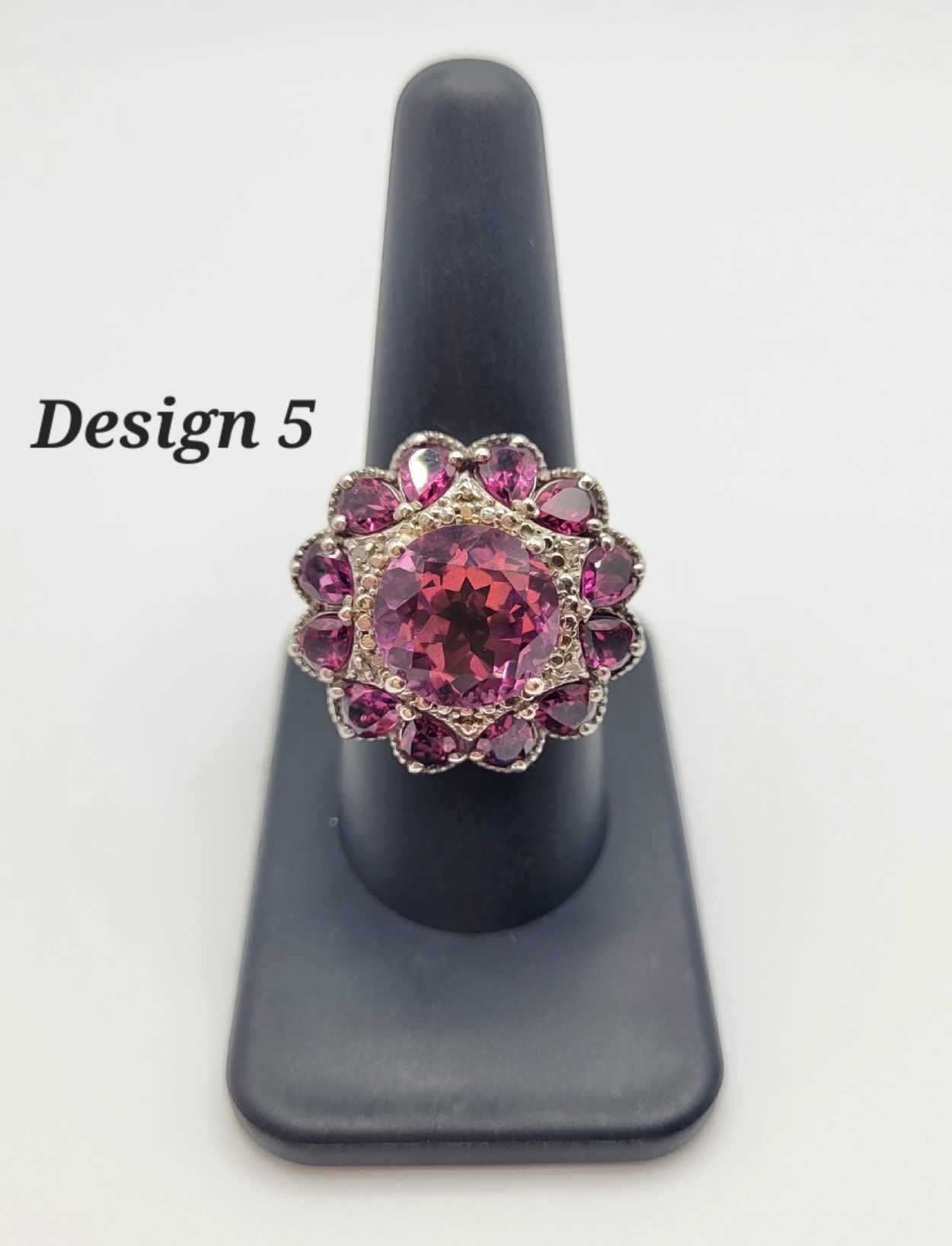 Estate Sterling Silver Ring with Fuchsia Stones - Select Your Design