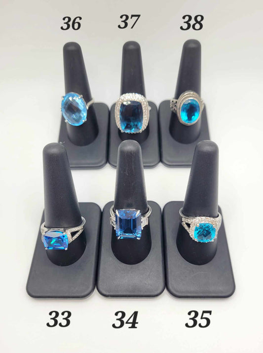 Estate Sterling Silver Ring with Blue Stones - Select Your Design