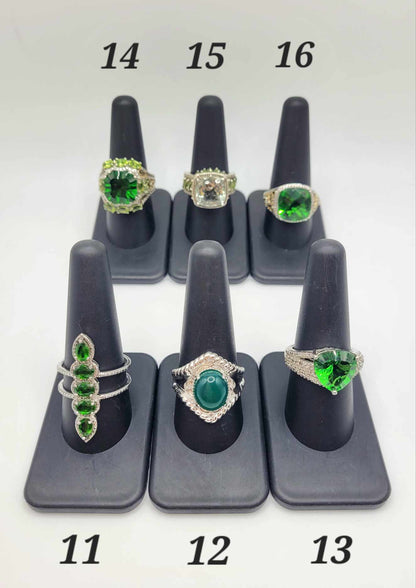 Estate Sterling Silver Ring with Green Stones - Select Your Design