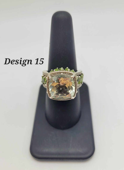 Estate Sterling Silver Ring with Green Stones - Select Your Design