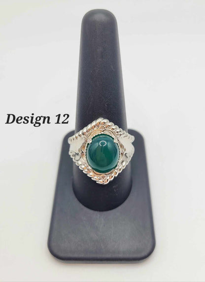 Estate Sterling Silver Ring with Green Stones - Select Your Design