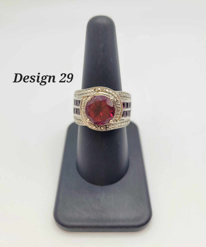 Estate Sterling Silver Ring with Red Stones - Select Your Design