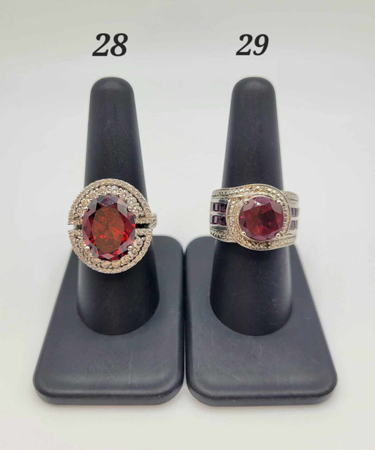 Estate Sterling Silver Ring with Red Stones - Select Your Design