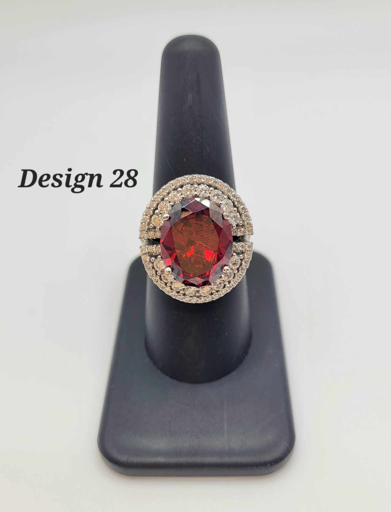 Estate Sterling Silver Ring with Red Stones - Select Your Design